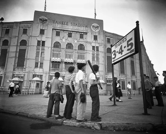 Framed Print : Boys Staring at Yankee Stadium Framed Print : Boys Staring at Yankee Stadium