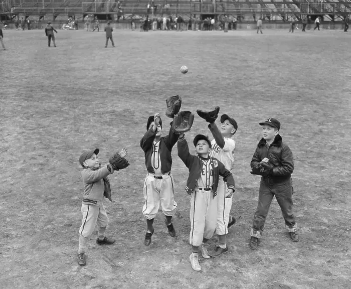 Framed Print : Boys Trying to Catch Softball Framed Print : Boys Trying to Catch Softball