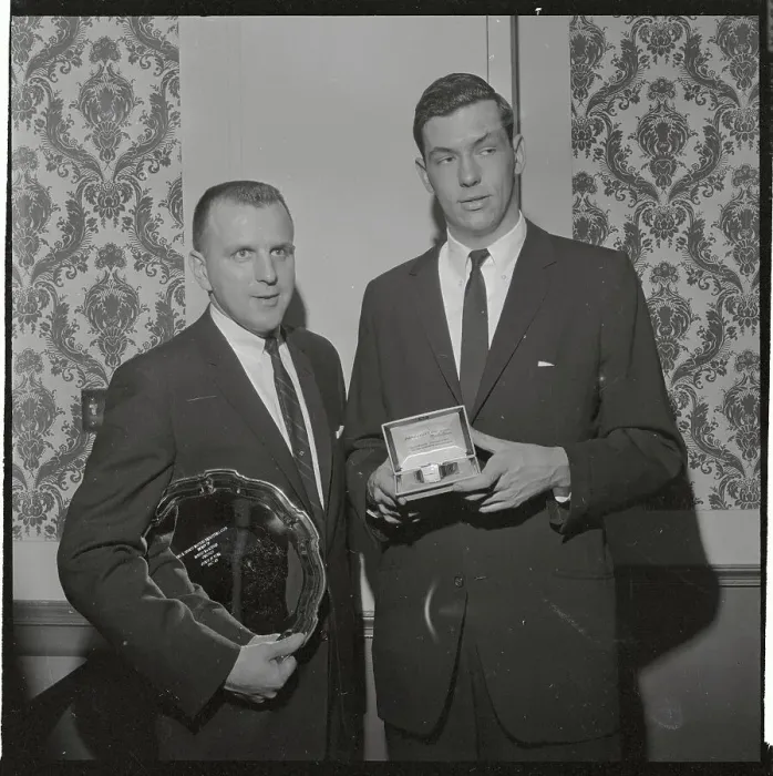 Framed Print : Bill Bradley Presenting Award to Bob MacKinnon Framed Print : Bill Bradley Presenting Award to Bob MacKinnon