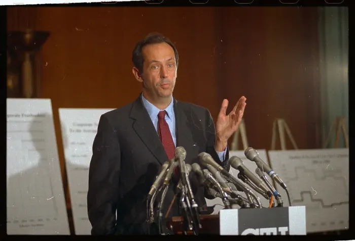 Framed Print : Bill Bradley Speaking at Microphones Framed Print : Bill Bradley Speaking at Microphones