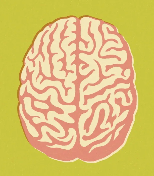 Framed Print : Brain on Green Background