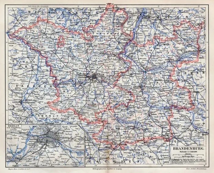 Framed Print : Brandenburg map 1895 Framed Print : Brandenburg map 1895