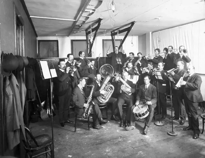 Framed Print : Brass Band In Studio Recording