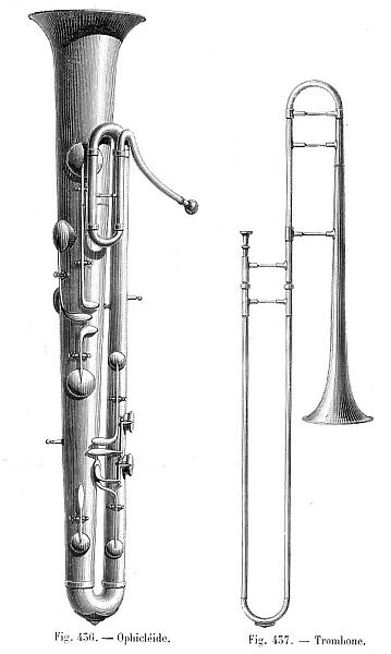 Brass bass and trombone engraving 1881