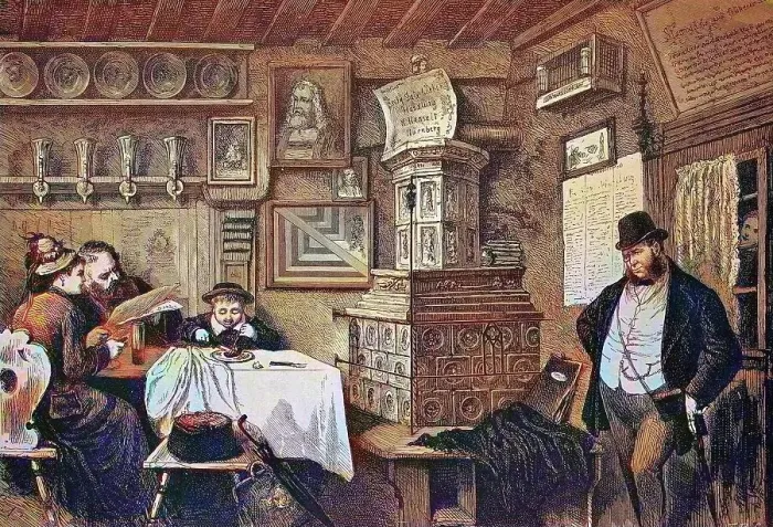 Framed Print : At the Bratwurstgloeckle in Nuremberg, Bavaria, Germany, historical wood engraving, c. 1880, digitally restored reproduction of a 19th century original, exact original date unknown, coloured Framed Print : At the Bratwurstgloeckle in Nuremberg, Bavaria, Germany, historical wood engraving, c. 1880, digitally restored reproduction of a 19th century original, exact original date unknown, coloured