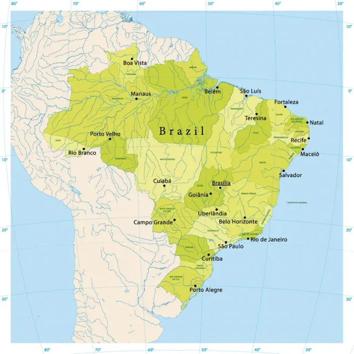 Framed Print : Brazil Vector Map Framed Print : Brazil Vector Map