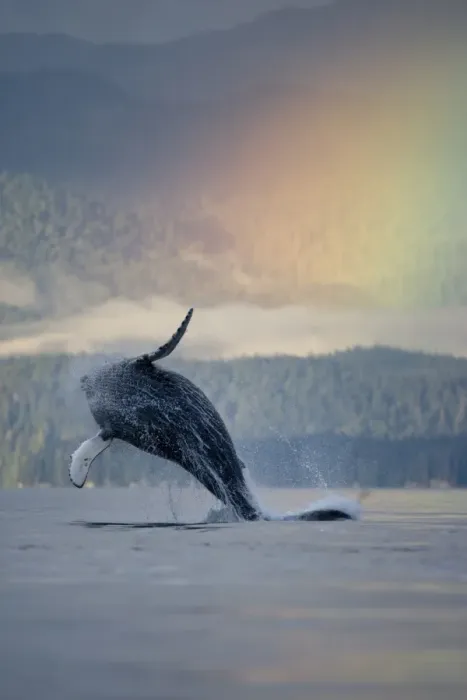 Framed Print : Breaching Humpback Whale and Rainbow, Alaska Framed Print : Breaching Humpback Whale and Rainbow, Alaska