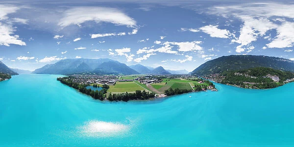 Breathtaking View above Emerald-colored Waters of Lake Brienz in Switzerland