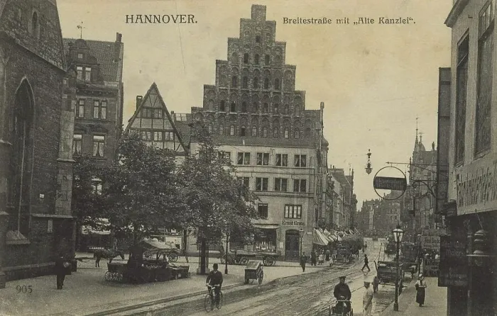 Framed Print : Breitestrasse with Old Chancellery, Hannover, Lower Saxony, Germany, postcard with text, view around ca 1910, historical, digital reproduction of a historical postcard, public domain, from that time, exact date unknown Framed Print : Breitestrasse with Old Chancellery, Hannover, Lower Saxony, Germany, postcard with text, view around ca 1910, historical, digital reproduction of a historical postcard, public domain, from that time, exact date unknown