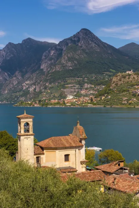 Framed Print : brescia, church, churches, europe, european, houses, iseo, iseo lake, italian, italy