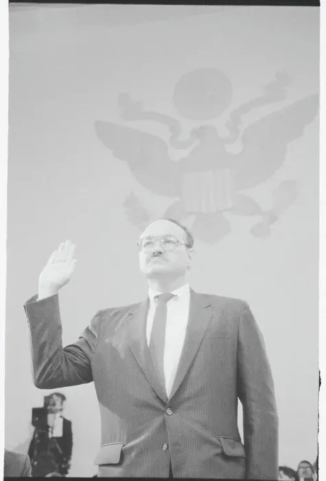 Framed Print : Bretton Sciaroni Being Sworn in at the Iran Contra Hearings Framed Print : Bretton Sciaroni Being Sworn in at the Iran Contra Hearings