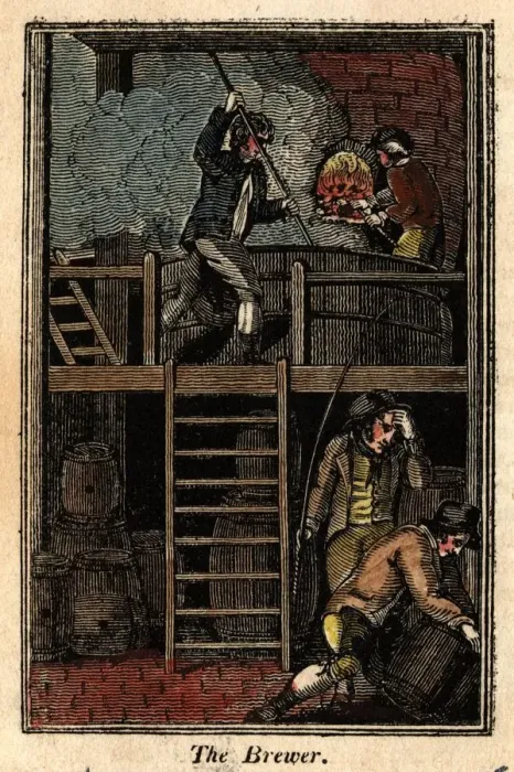 Framed Print : Brewing. circa 1830: Brewers involved in the process of making of beer Framed Print : Brewing. circa 1830: Brewers involved in the process of making of beer