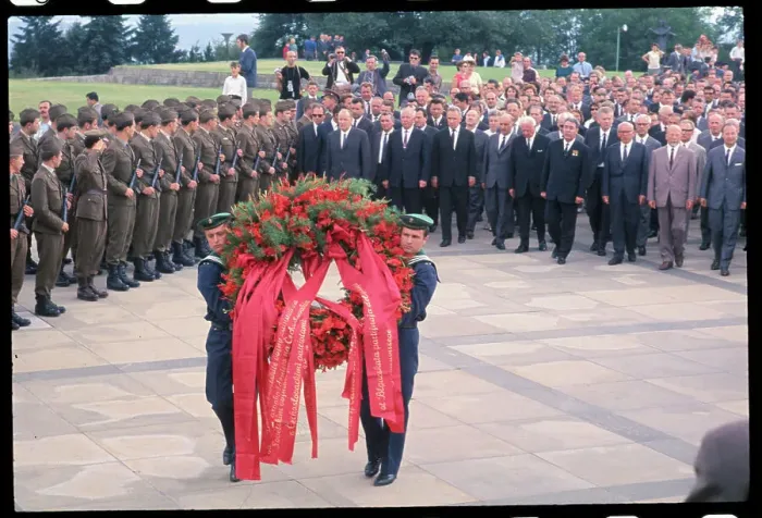 Framed Print : Brezhnev Leads Delegates For Czech Memorial Framed Print : Brezhnev Leads Delegates For Czech Memorial