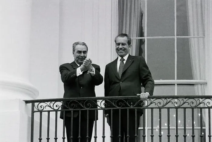 Framed Print : Brezhnev And Nixon On Balcony Framed Print : Brezhnev And Nixon On Balcony