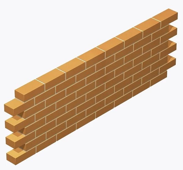 Brick wall built in stretcher bond Bricklaying pattern