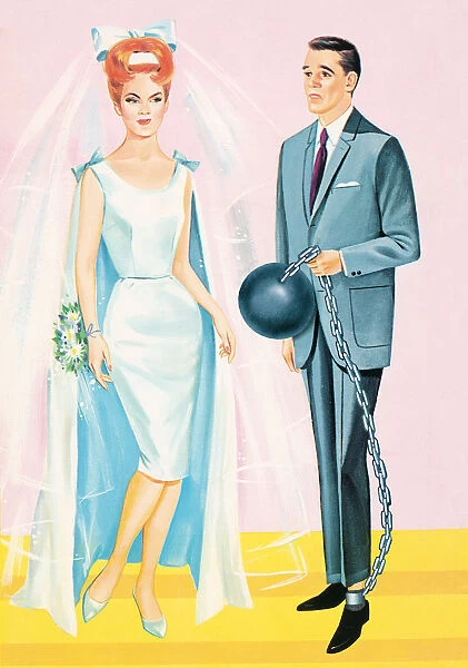 Bride and Groom with ball and chain