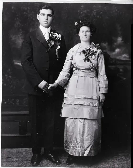 Framed Print : Bride And Groom Holding Hands; Ca. 1890