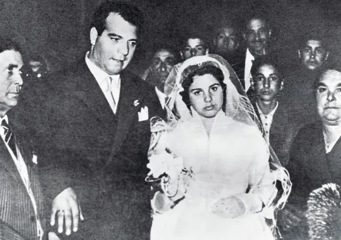 Framed Print : Bride and Groom Passing Through a Crowd