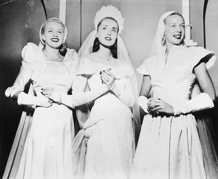 Framed Print : Three Brides Posing in Gowns Framed Print : Three Brides Posing in Gowns