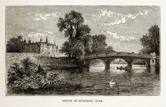Framed Print : Bridge in Burghley Park, Stamford, England Victorian Engraving, Circa 1840 Framed Print : Bridge in Burghley Park, Stamford, England Victorian Engraving, Circa 1840