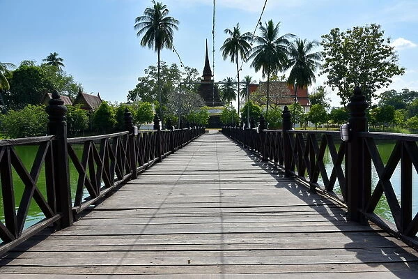 Bridge for going to Wat Tra Phang Thong temple Sukhothai Thailand, Asia