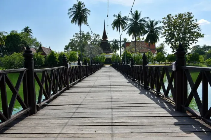 Framed Print : Bridge for going to Wat Tra Phang Thong temple Sukhothai Thailand, Asia Framed Print : Bridge for going to Wat Tra Phang Thong temple Sukhothai Thailand, Asia