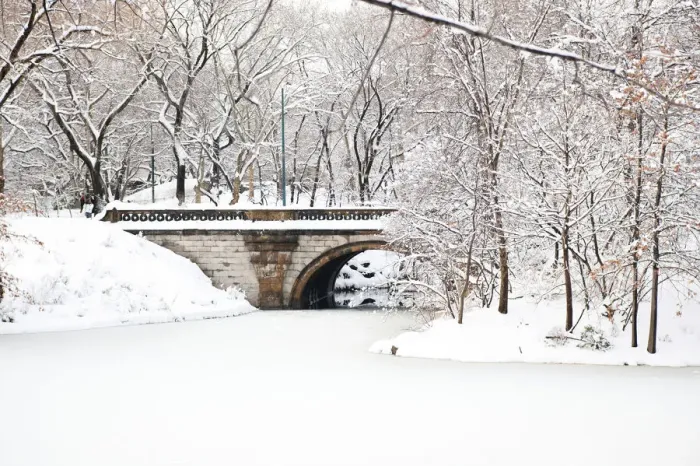 Framed Print : Bridge over lake in Central Park in winter, Manhattan, New York City, USA Framed Print : Bridge over lake in Central Park in winter, Manhattan, New York City, USA