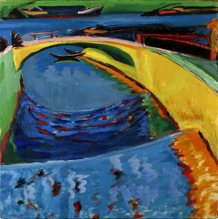 Framed Print : Bridge at the mouth of the river Prießnitz, c. 1910. Artist: Kirchner, Ernst Ludwig (1880-1938)
