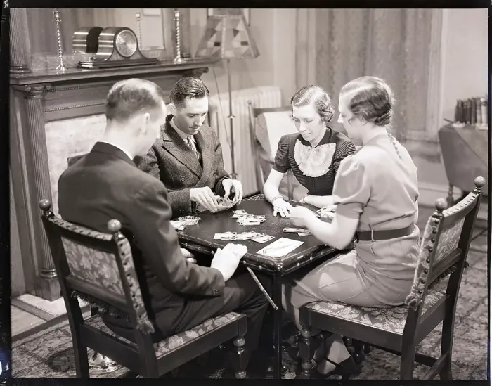 Framed Print : Bridge Players at Table Framed Print : Bridge Players at Table