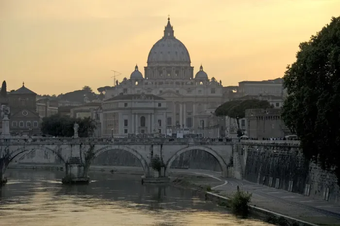 Framed Print : Bridge Ponte SantAngelo, Tiber river and St. Peters Basilica, Vatican City, Rome, Lazio, Italy, Europe Framed Print : Bridge Ponte SantAngelo, Tiber river and St. Peters Basilica, Vatican City, Rome, Lazio, Italy, Europe