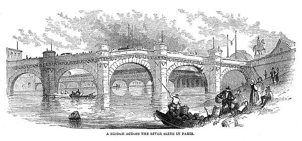 Bridge across the river Seine in Paris 1867