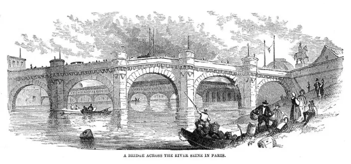 Framed Print : Bridge across the river Seine in Paris 1867 Framed Print : Bridge across the river Seine in Paris 1867