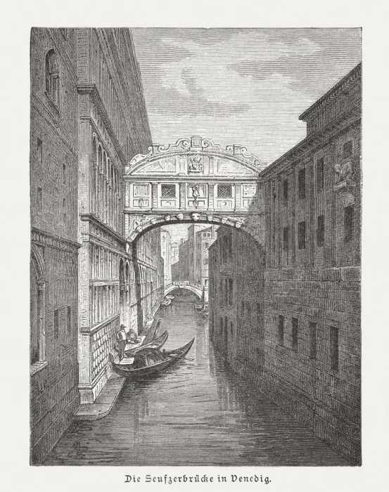 Framed Print : Bridge of Sighs (Ponte dei Sospiri), wood engraving, published 1883 Framed Print : Bridge of Sighs (Ponte dei Sospiri), wood engraving, published 1883