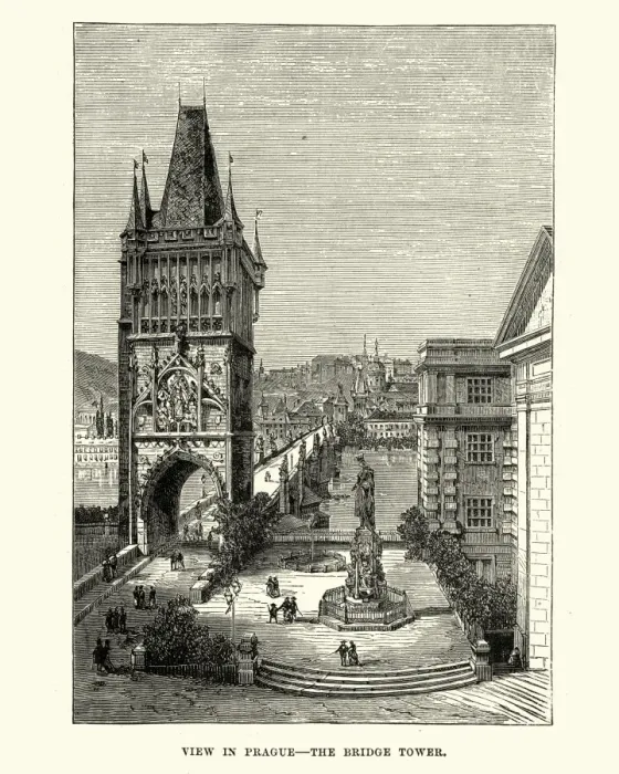 Framed Print : Bridge Tower, Prague, 19th Century Framed Print : Bridge Tower, Prague, 19th Century
