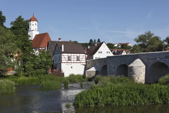 Framed Print : Bridge over the Woernitz river, Harburg, Schwaben, Bavaria, Germany, Europe Framed Print : Bridge over the Woernitz river, Harburg, Schwaben, Bavaria, Germany, Europe