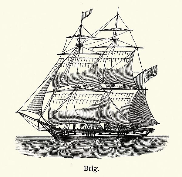Brig, Sailing ship, sailing vessel defined by its rig, two masts which are both square
