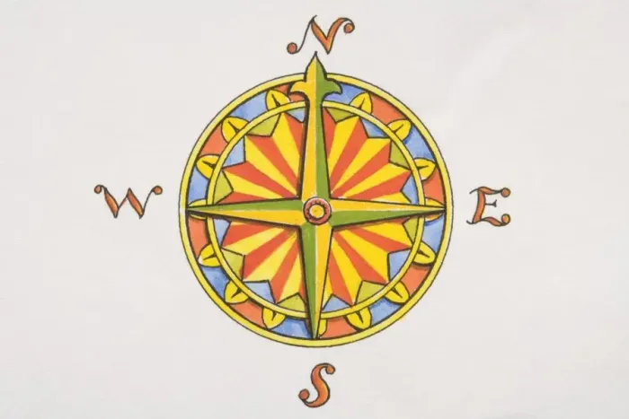 Framed Print : Brightly coloured compass Framed Print : Brightly coloured compass