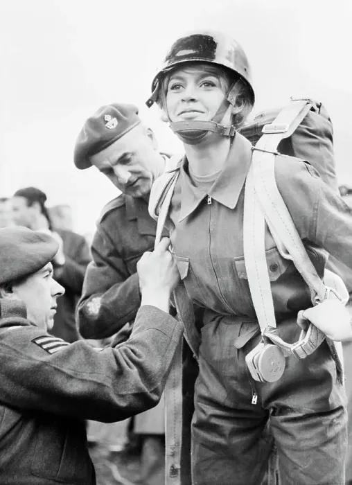 Framed Print : Brigitte Bardot During Filming of Babette Goes to War