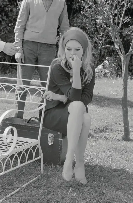 Framed Print : Brigitte Bardot Waiting Between Scenes Framed Print : Brigitte Bardot Waiting Between Scenes