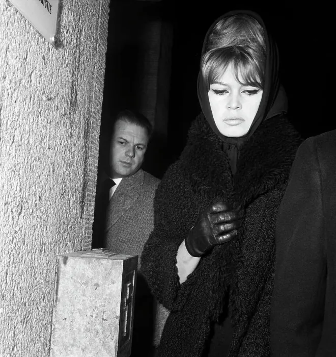 Framed Print : Brigitte Bardot Wearing Black Scarf at Funeral Framed Print : Brigitte Bardot Wearing Black Scarf at Funeral