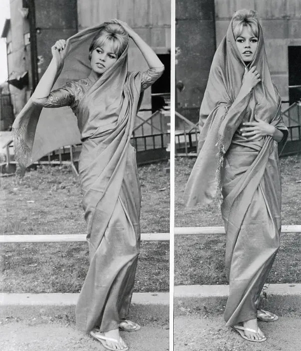 Framed Print : Brigitte Bardot Wearing Indian Attire Framed Print : Brigitte Bardot Wearing Indian Attire