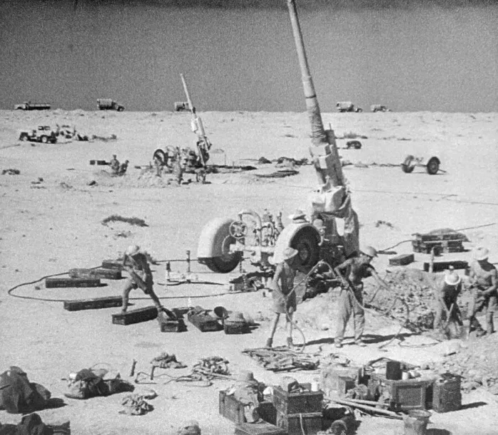Framed Print : British Artillery Prepares for Bombardment in North Africa Framed Print : British Artillery Prepares for Bombardment in North Africa