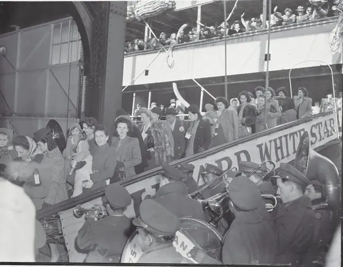 Framed Print : British Brides Disembarking from Ship Framed Print : British Brides Disembarking from Ship