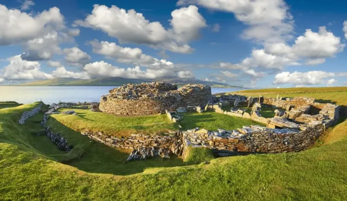 Framed Print : british, broch, cloudy sky, decayed, exterior views, historic, landscape shot, prehistoric Framed Print : british, broch, cloudy sky, decayed, exterior views, historic, landscape shot, prehistoric