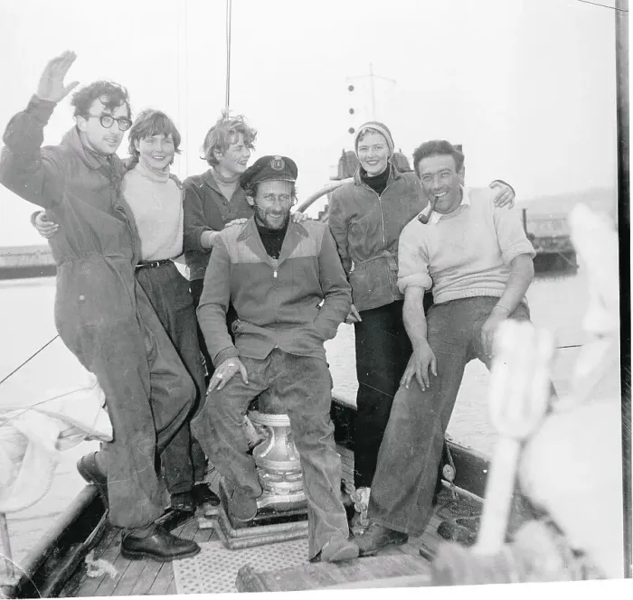 Framed Print : British Crew Standing Aboard Boat Framed Print : British Crew Standing Aboard Boat