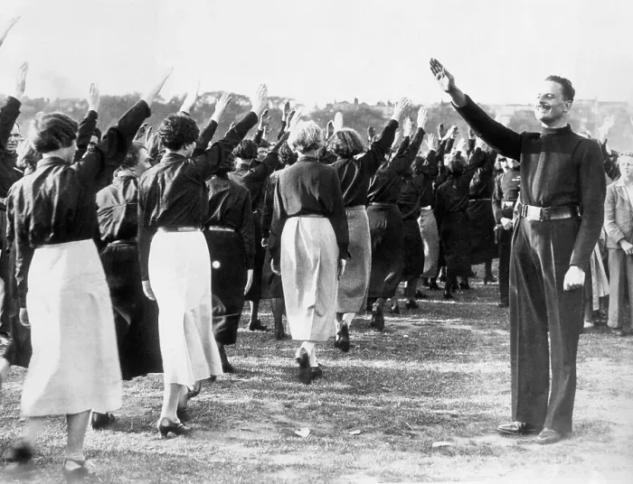Framed Print : British Fascist Leader Salutes Women Blackshirts Framed Print : British Fascist Leader Salutes Women Blackshirts