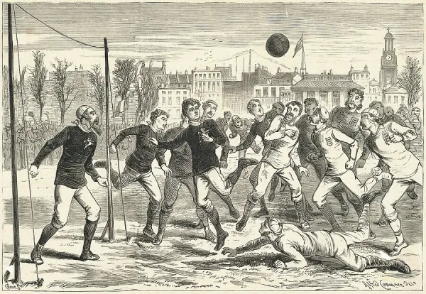 England Football　アンティーク England v. Scotland Football Print, 1900s. Art Prints, Posters