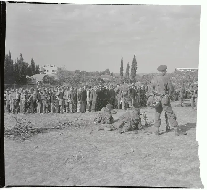 Framed Print : British Holding Palestinians in Cage During Search