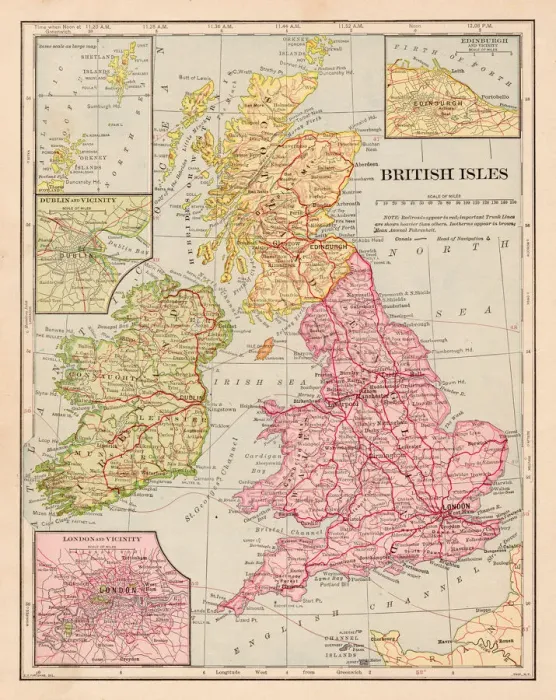 Framed Print : British isles map 1898