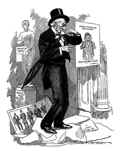 British London satire caricatures comics cartoon illustrations: Gladstone